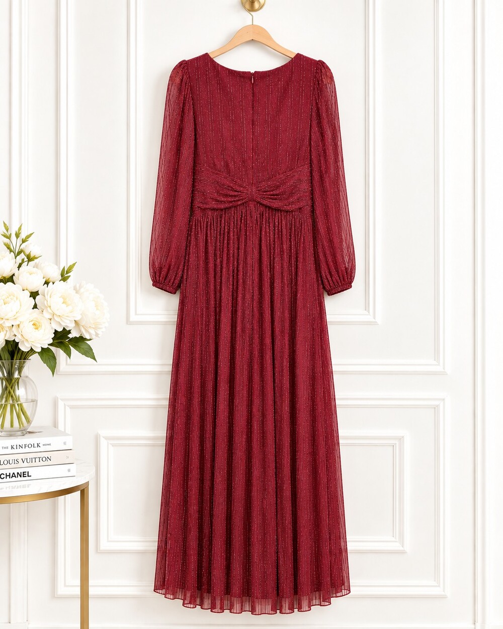 Ever Pretty Burgundy Shimmer Maxi Special Occasion Dress | Size 1XL Built-In Bra - Picture 6 of 9
